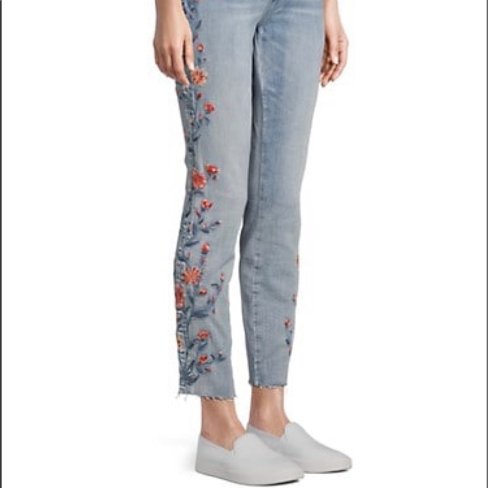 DRIFTWOOD Floral Embroidered Mid Rise Jeans